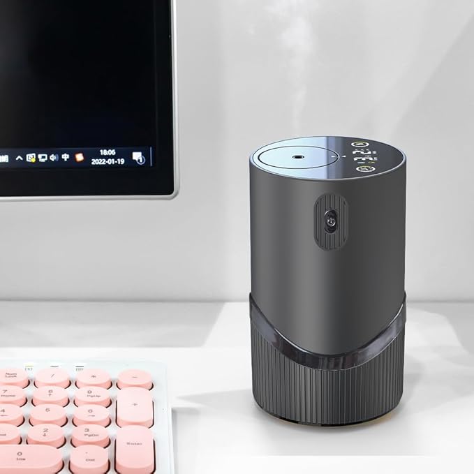 Waterless Essential Oil Diffuser -Aroma Diffuser, Portable Smart Scent Air Machine 1/2/3 & Continuous Mist, Anti-TIPP, Timer Setting and Auto-Off Function (Black)