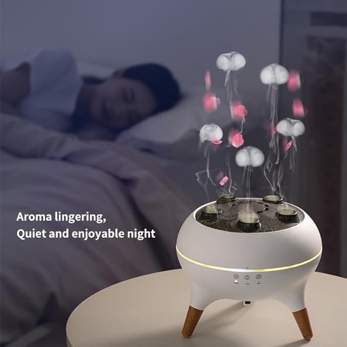 Dynamic Jellyfish Air Humidifier & Jellyfish Essential Oil Diffuser for Home,Office, Yoga - 7 Color-Changing Lights ，Remote Control ，4H/8H Timer Setting, Auto Shut-Off 250ml