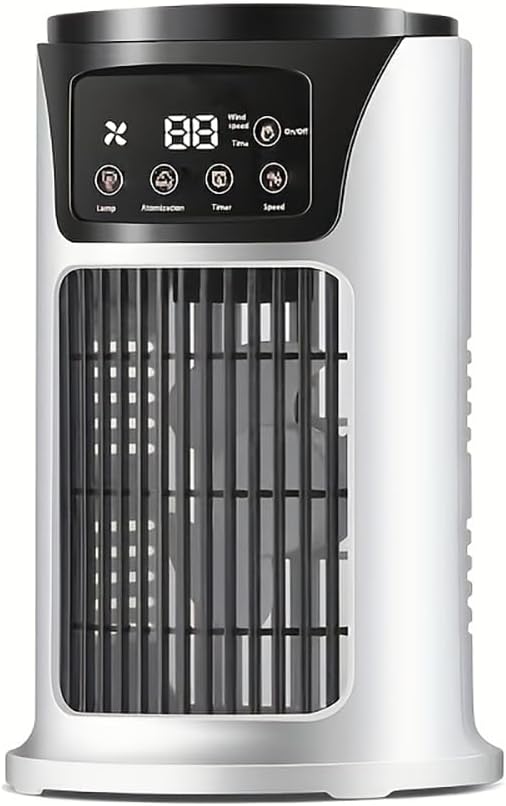 Portable Air Conditioner Humidifier Atmosphere Light Fan USB Cooler Air Conditioner, 3 In 1 Function, Office Household Essential Cooler USB Portable Air Conditioner USB Fan