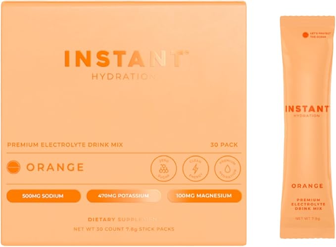 Instant Hydration Electrolytes Powder Packets - Citrus Orange Drink Mix - Zero Sugar - Keto, Vegan, Gluten-Free, Non-GMO - Boost Recovery, Brain Health, Muscle & Tissue Support- 30 Sticks-FlexoryFit