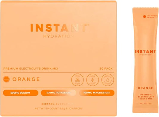 Instant Hydration Electrolytes Powder Packets - Citrus Orange Drink Mix - Zero Sugar - Keto, Vegan, Gluten-Free, Non-GMO - Boost Recovery, Brain Health, Muscle & Tissue Support- 30 Sticks-FlexoryFit