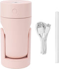 Portable Mini Humidifier,USB Automatic Rotating Super Quiet Small Desktop Cool Mist Humidifier for Bedroom Office Car Travel (Pink)