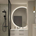 Semicircle Vanity Mirror with LED Lights, Dimmable LED Illuminated Bathroom by Unknown