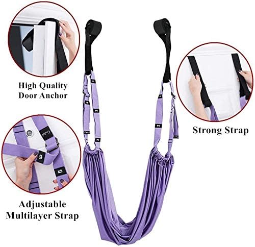 Yoga Stretching Strap, Adjustable Height Leg Stretcher Waist Back Stretch Band Aerial Yoga, Anti-gravity Inversion Exercises Door Flexibility Tensile Trainer for Rehab Pilates Dance Splits-FlexoryFit