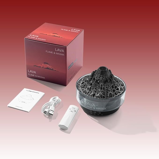 Essential Oil Diffuser Aromatherapy Volcanic Diffuser Humidifier 260ml Cold Mist Portable Humidification with Remote Control Seven Color Lights and Auto-Off Safety Switch-Light