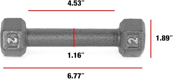 WF Athletic Supply Cast Iron Solid Hexagon Gray/Black Dumbbells, Strength Training Free Weights Set of 2 for Women and Men, Hand Weights Sold by Pairs, Multi-Select Size Options Available-FlexoryFit