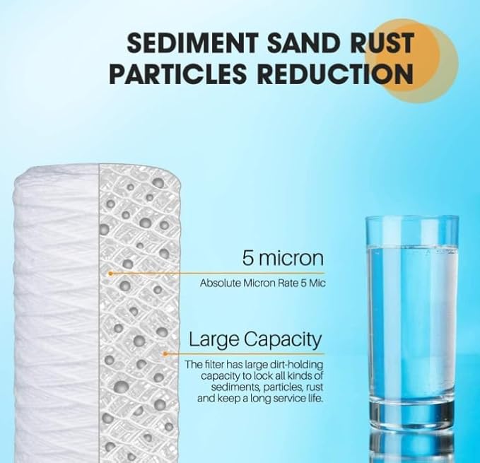 IPW Industries Inc. (PC10-P) 10" x 4.5" Whole House Heavy Duty String Wound Sediment Pre-Filter 5 Micron (1 Pack)