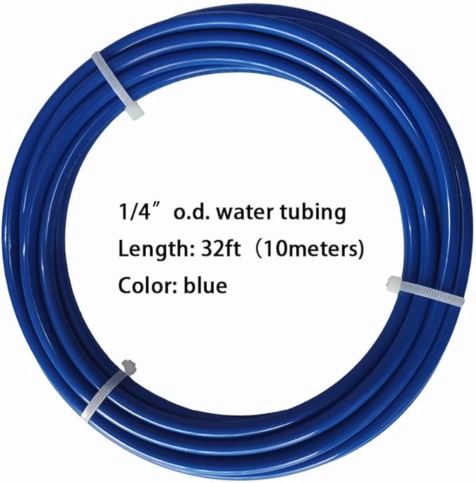 Malida 1/4 inch O.D. Length 32.8ft(10 meters) RO Water Tubing, Hose Pipe for RO Water purifiers System,+ 1/4 O.D quick connector 10pcs