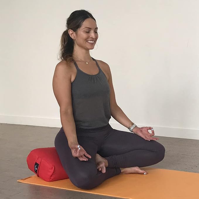 Hugger Mugger Junior Yoga Bolster - Narrower Profile, Very Firm, Great for Smaller Yogis, Heart-Opening poses or Under the Knees, Handmade in USA-FlexoryFit