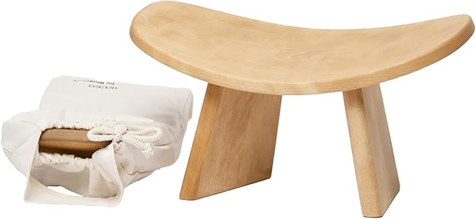 Meditation Bench IKUKO Original, Portable Version with Bag, Locally Handmade Wooden Kneeling Ergonomic Seiza Seat, Prana Yoga - 2 Colors, 3 Height Sizes-FlexoryFit