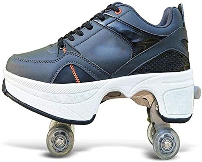 Double-Row Deform Wheel Automatic Walking Shoes Invisible Deformation Roller Skate 2 in 1 Removable Pulley Skates Skating Parkour-FlexoryFit