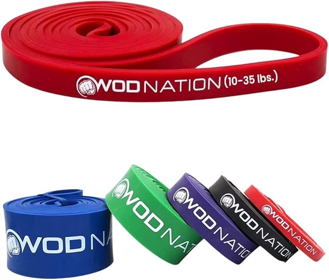 WOD Nation Pull Up Assistance Bands (10-175lbs Band) - Best for Pullup Assist, Chin Ups, Resistance Bands Exercise, Stretch, Mobility Work & Serious Fitness - 41 inch Straps-FlexoryFit