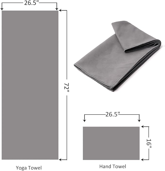 Eunzel 2 Pack Hot Yoga Microfiber Hand Towel Super Absorbent Sweat Towel for Hot Yoga, Pilates and Workout 16" x 26.5", Dark Grey-FlexoryFit