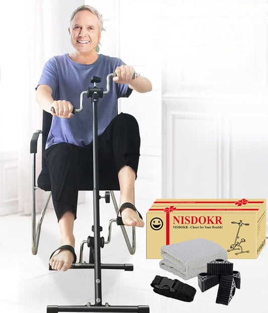 Pedal Exerciser Bike Hand Arm Leg and Knee Peddler Adjustable Fitness Equipment for Seniors, Elderly Home Pedal Exercise Bike for Total Body, with Gift Box-FlexoryFit