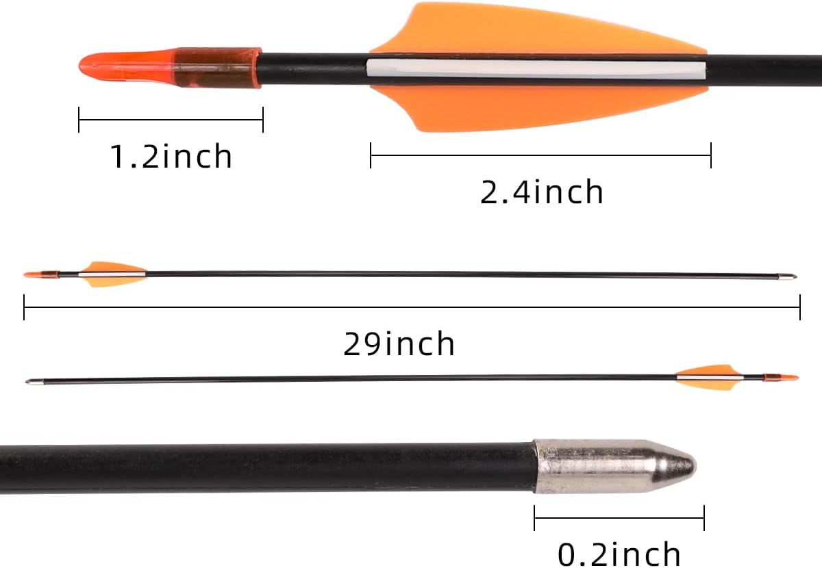 LWANO 28" Fiberglass Arrows - Archery Practice Target Arrows with Blunt Tips Durable Shaft for Youth Kids Children Beginners on Recurve&Long Bows(Pack of 12)