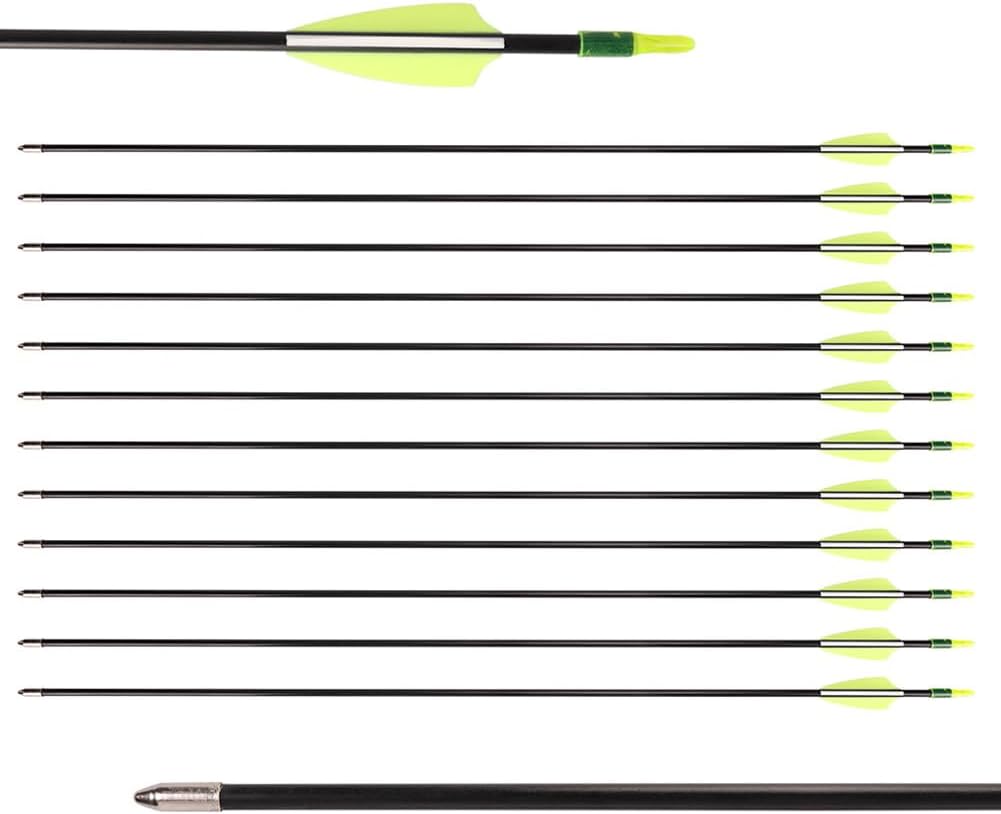 LWANO 28" Fiberglass Arrows - Archery Practice Target Arrows with Blunt Tips Durable Shaft for Youth Kids Children Beginners on Recurve&Long Bows(Pack of 12)
