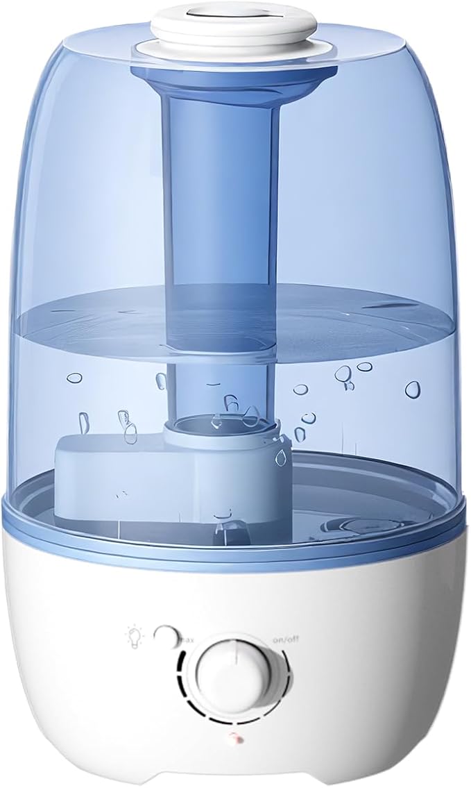 MEGAWISE Humidifier for Kid bedroom with 3.2L Large Capacity, No leakage Design Fine Mist Output Auto Shutoff, Essential Oil Safe Tank (White)