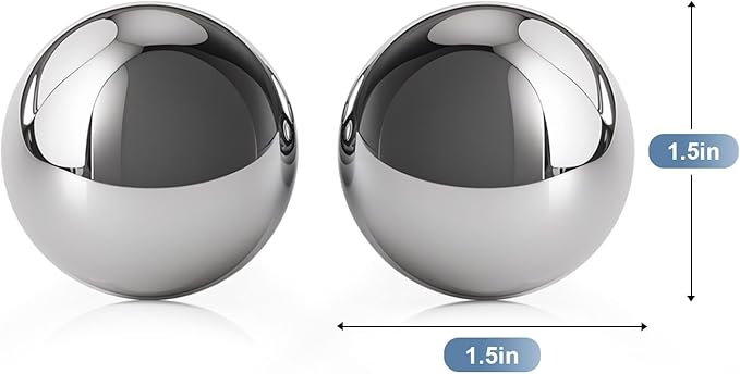 1.5-inch Baoding Balls with Chime: Stainless Steel Baoding Balls, Hand Massage, Meditation Balls — Suitable for Home/Office Exercise, Stress Relief, Anxiety Reduction, and as Holiday Gifts-FlexoryFit