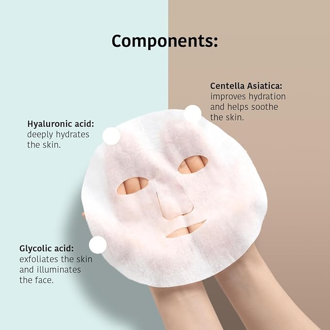 IROHA NATURE Glycolic Acid Peeling Face Mask (Pack of 5) | Skin Perfecting for a Radiant & Smooth Look | Instant Regeneration in Just 15 Minutes | Clean Beauty | 100% Vegan-FlexoryFit