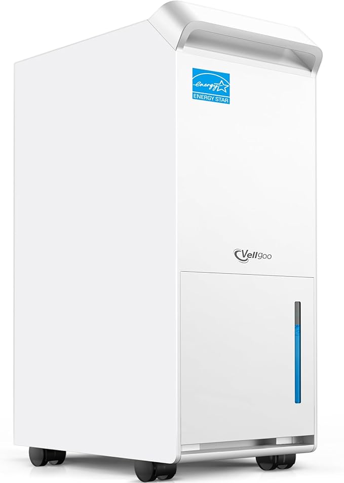 4,500 Sq.Ft Most Efficient Energy Star 2024 Dehumidifier,Vellgoo 52 Pint/Day Dehumidifier for Basement with Drain Hose, Smart Humidity Control, for Home, Bedroom, Bathroom, Garage