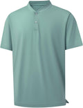 M MAELREG Collarless Golf Shirts for Men Dry Fit Moisture Wicking Performance Solid Casual Mens Henley Shirts Short Sleeve