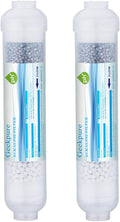 Geekpure 10 inch Inline Alkaline Replacement Water Filter Cartridge pH+ for Reverse Osmosis System -1/4”Thread-Pack 2