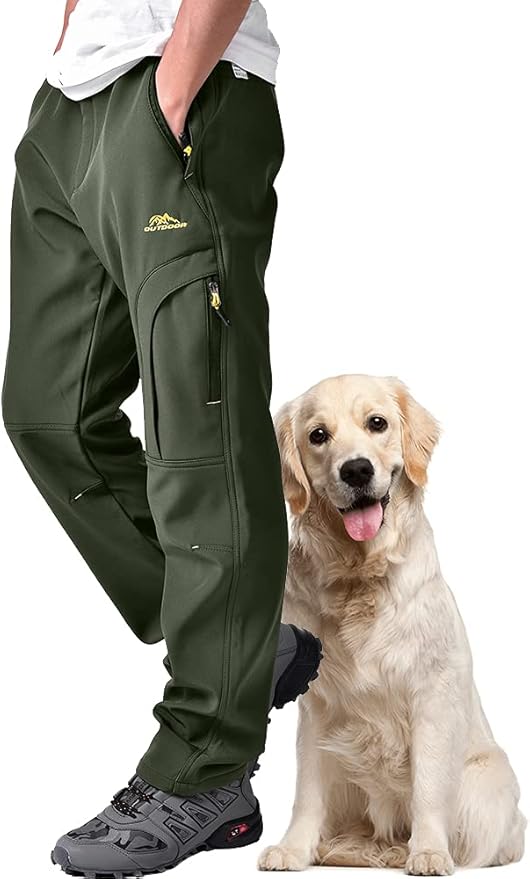 Toomett Men's hiking Snow Pants Skiing Winter Insulated Fleece lined Outdoor Water Repellent camping,walking,fishing-FlexoryFit