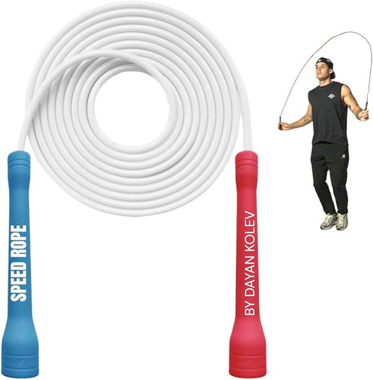 Speed Jump Rope by Dayan Kolev, 5mm PVC Skipping Rope, Great for Beginners and Advanced Athlets, Designed for Fitness, Cardio, Boxing & CrossFit, Adjustable length with Unbreakable Handles-FlexoryFit