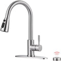 Touchless Kitchen Faucet Stainless Steel: WOWOW Mobile Motion Sensor Kitchen Sink Faucet with Sprayer, Automatic Smart Kitchen Faucet for Sink 1 or 3 Hole, Brushed Nickel
