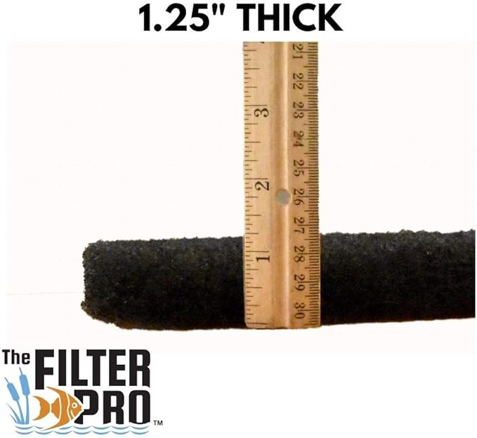 Black Coarse Filter Media, 1.25" Thick, 16" x 56" Roll, Perfect for Aquariums, Ponds or Water Gardens, Made in USA