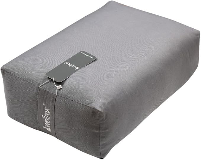 Rectangular Yoga Bolster Pillow, 18" x 12" x 6", Pink Cotton-FlexoryFit
