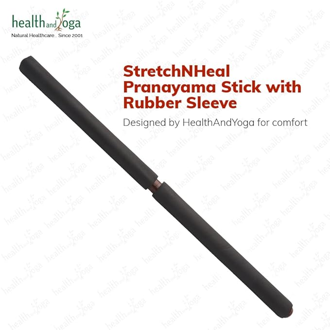 HealthAndYoga™ StretchNHeal Collapsible Multi-Use Wooden Yoga Stick - Regular and XL - Portable Posture Corrector Pole, Stretch Mobility Stick, Physical Workout Exercise Dowel-FlexoryFit