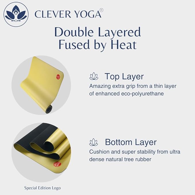 Clever Yoga Liquid Balance Thick Yoga Mat - Pro Exercise Yoga Mat with Non-Slip Surface for Home Gym, Earth-Friendly & Recyclable Pilates and Workout Pad Women & Men, 4.5 mm-FlexoryFit