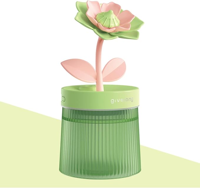 Cute Mini Humidifier 320mL Cool Mist Humidifie mute with 2 Mist Modes,for Home/Nursery/Office,Portable Mini Air Moisturizer,rechargeable mini humidifier(Gardenia green)