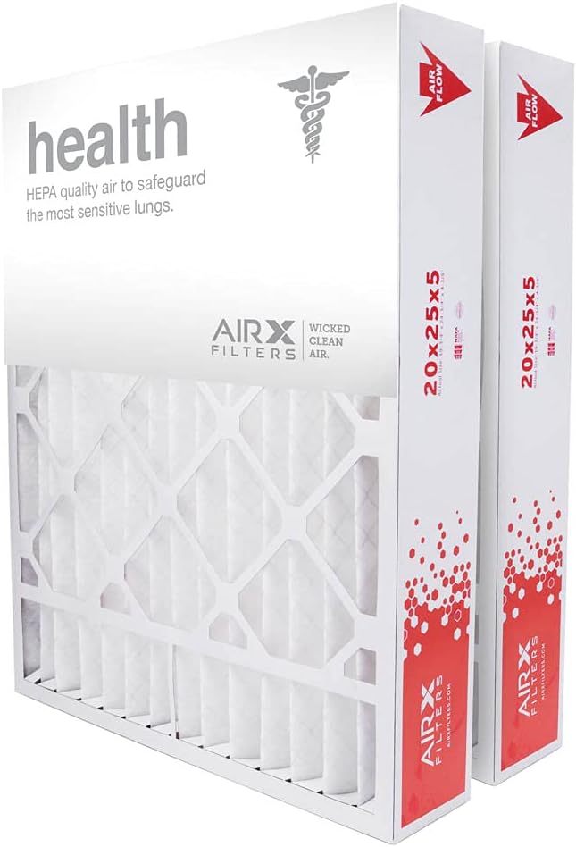 AIRx Filters 20x25x5 MERV 13 HVAC AC Furnace Air Filter Replacement for Bryant Carrier FILXXCAR0020 CARF8250602, Health 2-Pack, Made in the USA