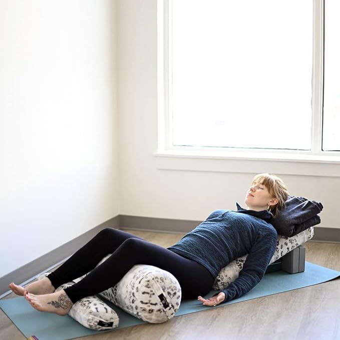 Hugger Mugger Round Yoga Bolster - Firm Round Shape, Higher Profile, Great Under Knees, Soft Support, Handmade in The USA-FlexoryFit