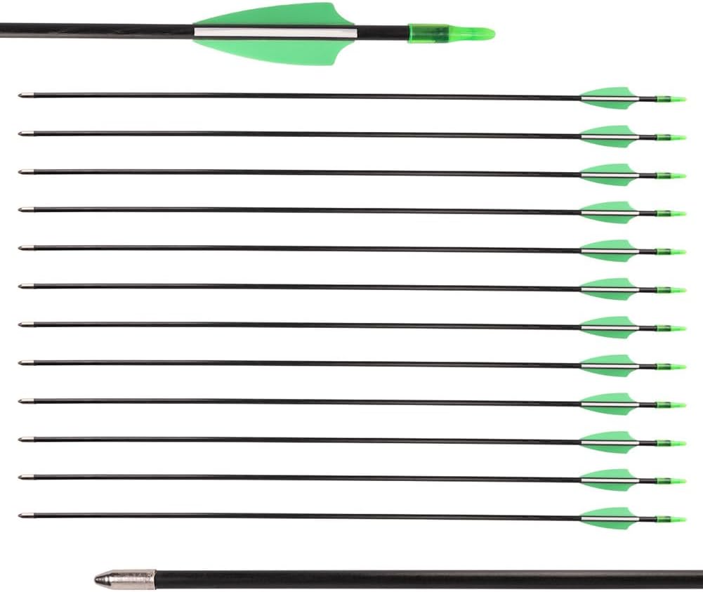 LWANO 28" Fiberglass Arrows - Archery Practice Target Arrows with Blunt Tips Durable Shaft for Youth Kids Children Beginners on Recurve&Long Bows(Pack of 12)
