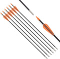 6875 Fiberglass Arrows Archery 24/26/28/30 Inch Target Shooting Safetyglass Recurve Bows Suitable for Youth Children Woman Beginner 6 or 12pcs/Pack (tigerspot Orange Vanes)