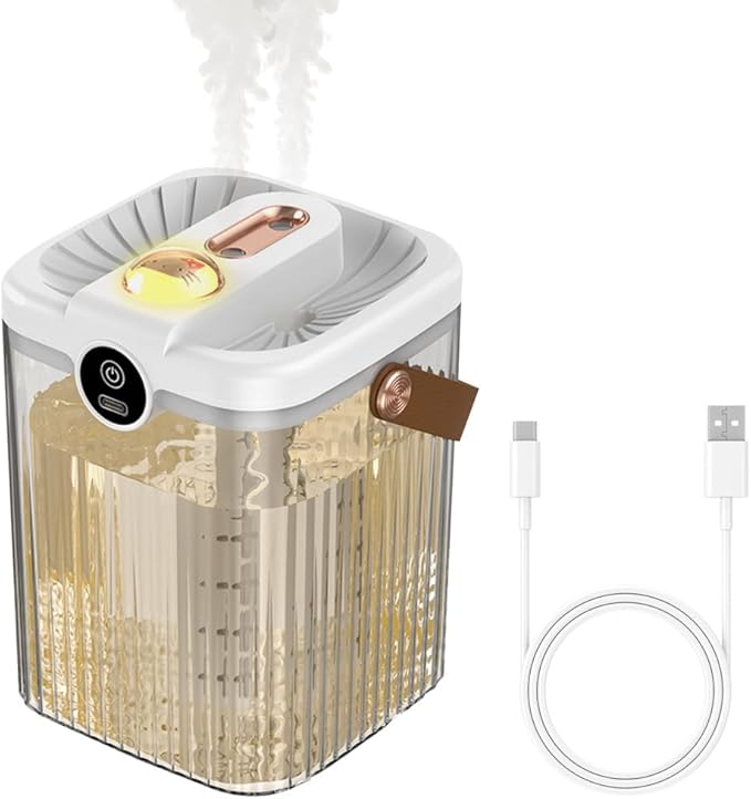 Mini Humidifier with Night Light, 2L Dual Channels Mist Humidifier, Top Fill Desktop Humidifier for Bedroom Office Car