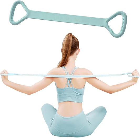 Figure 8 Resistance Band, Arm Back Shoulder Exercise Elastic Rope Stretch Fitness Band, Foot, Leg, Hand Stretcher, Arm Exerciser for Yoga Pilates Stretching Physical Therapy, Home Gym Workout-FlexoryFit