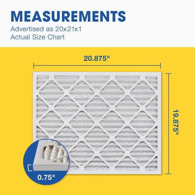 Aerostar 20x21x1 MERV 13 Pleated Air Filter, AC Furnace Air Filter, 6 Pack (Actual Size: 19 7/8" x 20 7/8" x 3/4")