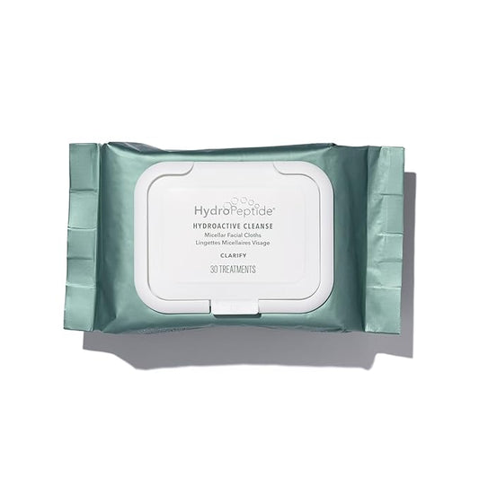 HydroPeptide HydroActive Cleanse, Micellar Facial Cloths, Gently Cleanses Skin, Hydrating and Nourishing, 30 Count-FlexoryFit