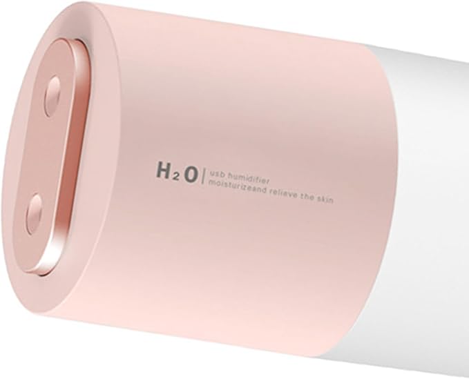Double Spray Humidifier Large Fog Volume USB Portable Desktop Humidifier for Car Office Home Plastic 400ml Water Tank (Pink)