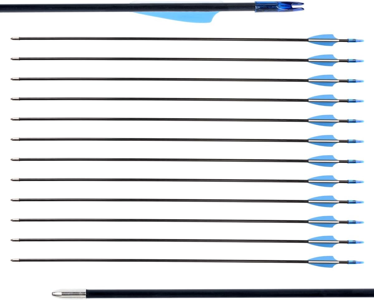 LWANO 28" Fiberglass Arrows - Archery Practice Target Arrows with Blunt Tips Durable Shaft for Youth Kids Children Beginners on Recurve&Long Bows(Pack of 12)