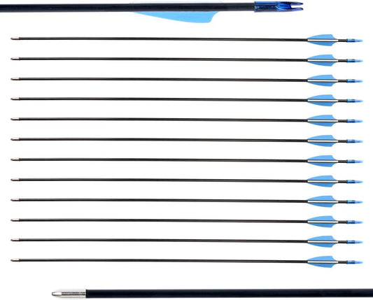 LWANO 28" Fiberglass Arrows - Archery Practice Target Arrows with Blunt Tips Durable Shaft for Youth Kids Children Beginners on Recurve&Long Bows(Pack of 12)