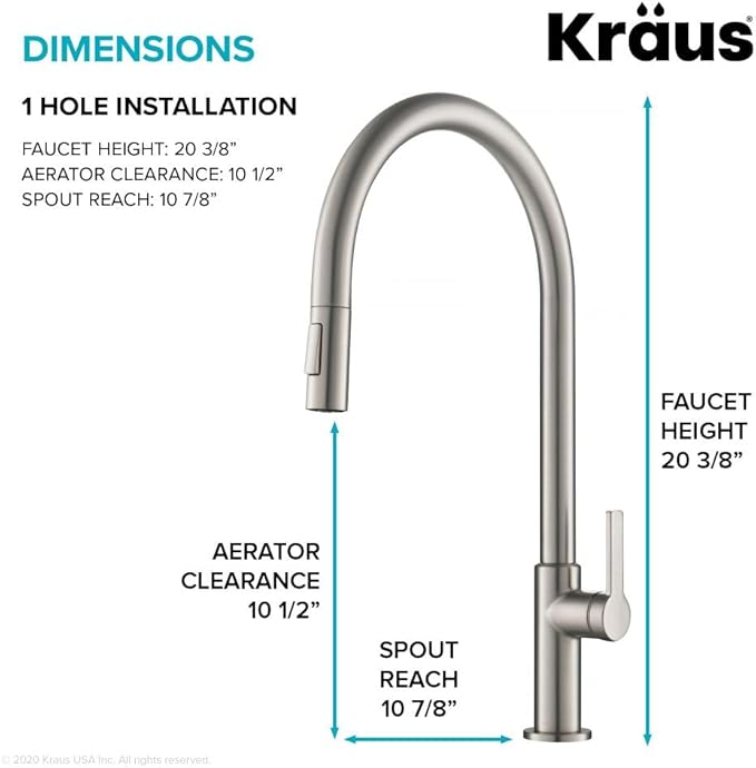 KRAUS Oletto High-Arc Single Handle Pull-Down Kitchen Faucet in Spot Free Stainless Steel, KPF-2821SFS