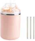 Portable USB Humidifier with 7-Color Mood Light | 280ml Quiet Mist for Bedroom, Office, Car | Auto Shut-Off & 8H Runtime (Pink)