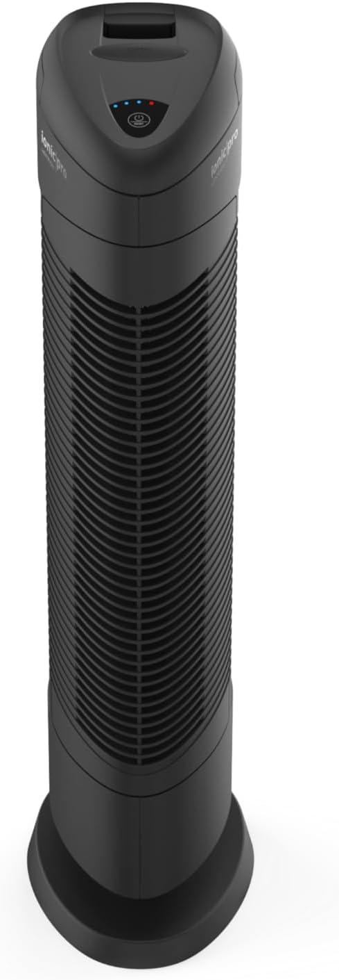 Ionic Pro Turbo (TA550) Ionic Air Purifier Tower for Home, Quiet Ionic Filterless Design, Covers Up to 500 Sq. Ft., Removes Odors, Smoke, Dust, and Allergens – Black