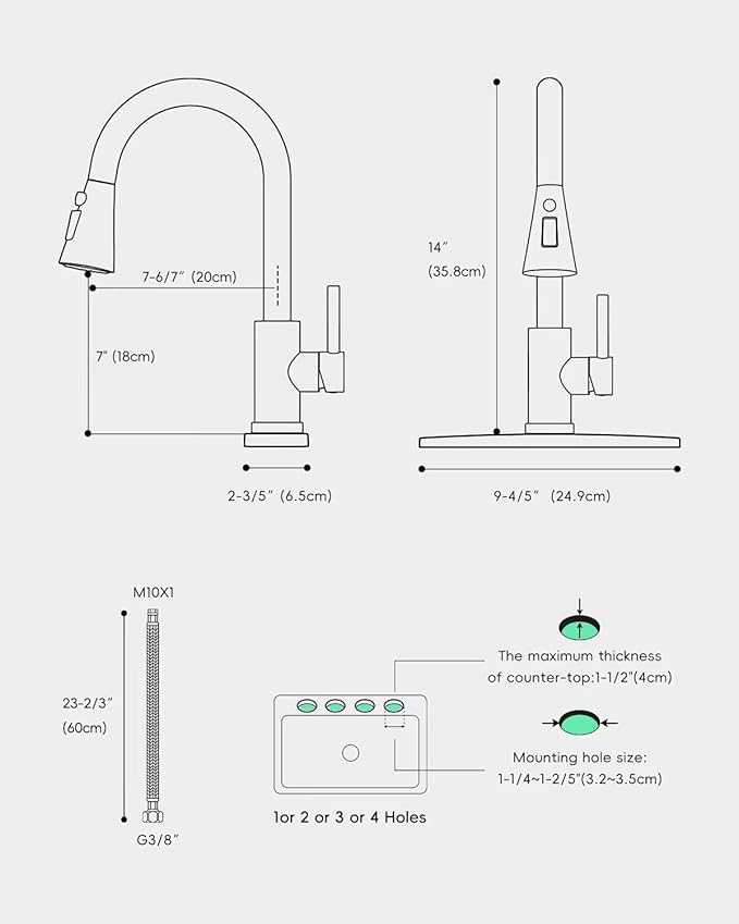APPASO Gold Kitchen Faucet Touchless, Hands Free Sink Faucets with Soap Dispenser and Pull Down Sprayer 3 Modes, Motion Sensor Faucets for 1 to 4 Holes Sink with Deck Plate, High Arch & Single Handle