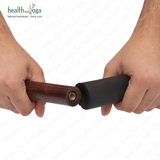 HealthAndYoga™ StretchNHeal Collapsible Multi-Use Wooden Yoga Stick - Regular and XL - Portable Posture Corrector Pole, Stretch Mobility Stick, Physical Workout Exercise Dowel-FlexoryFit